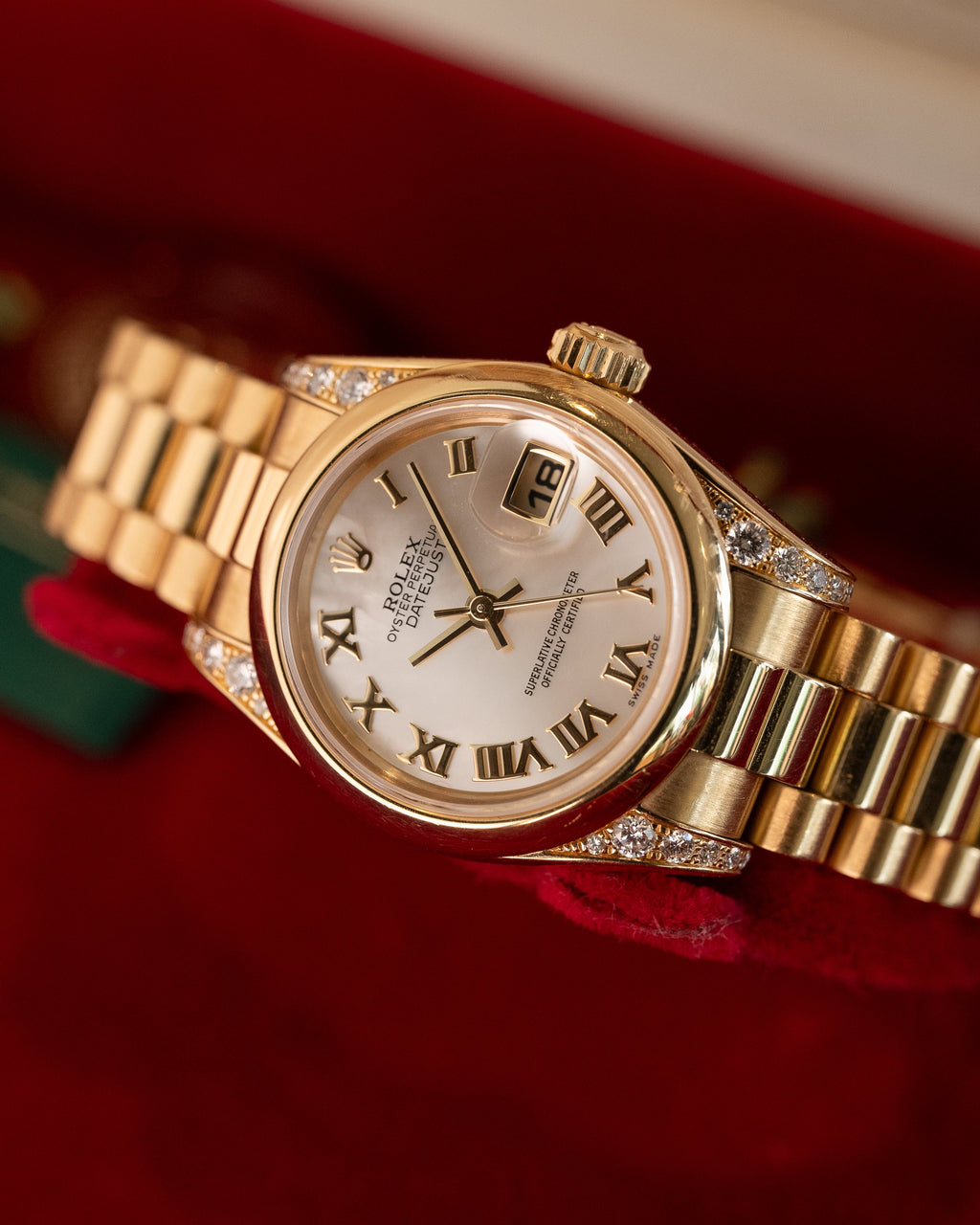 Lady-Datejust President 179298 Mother of Pearl Dial Yellow Gold 26mm w/ Rolex CPO Kit