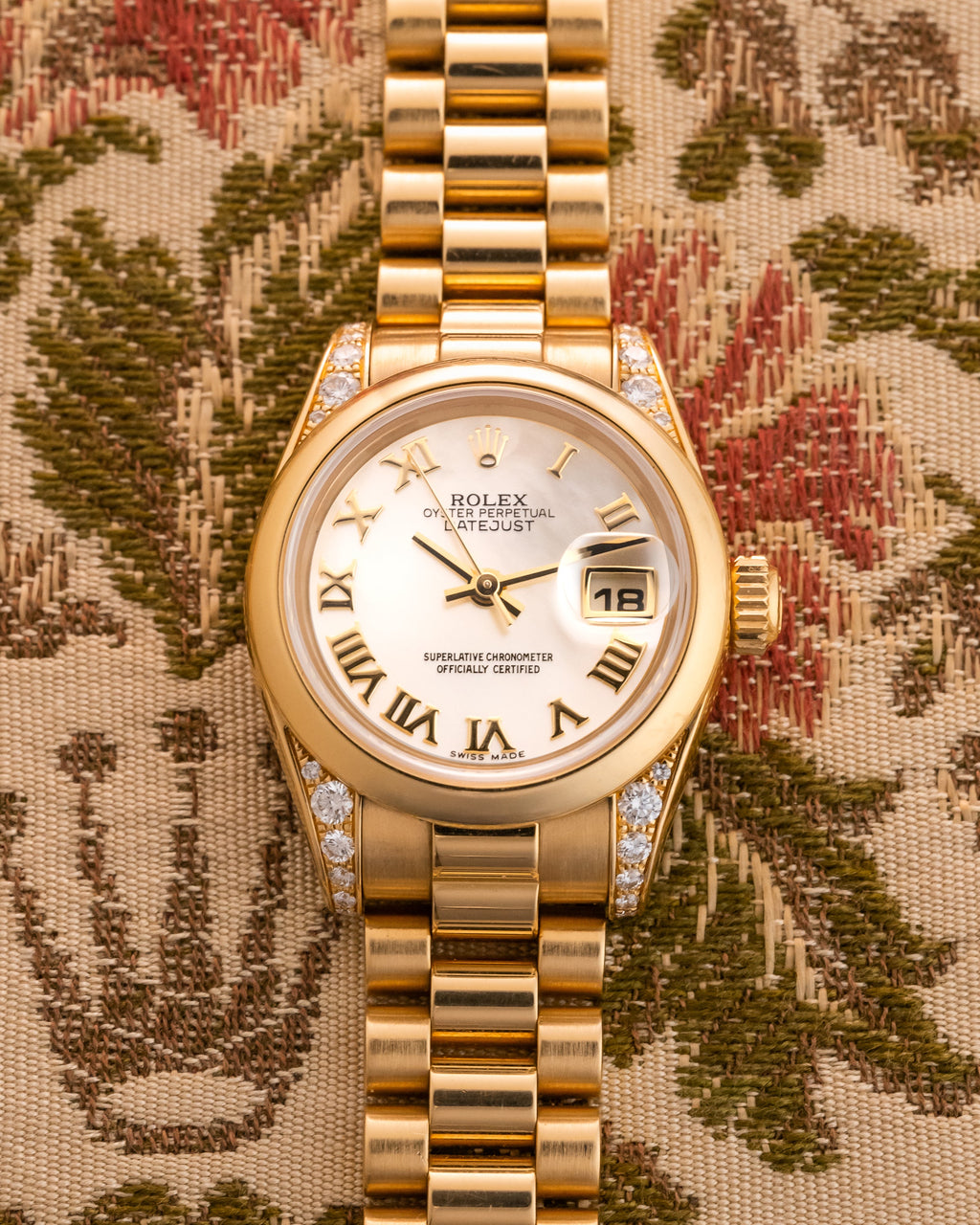 Lady-Datejust President 179298 Mother of Pearl Dial Yellow Gold 26mm w/ Rolex CPO Kit
