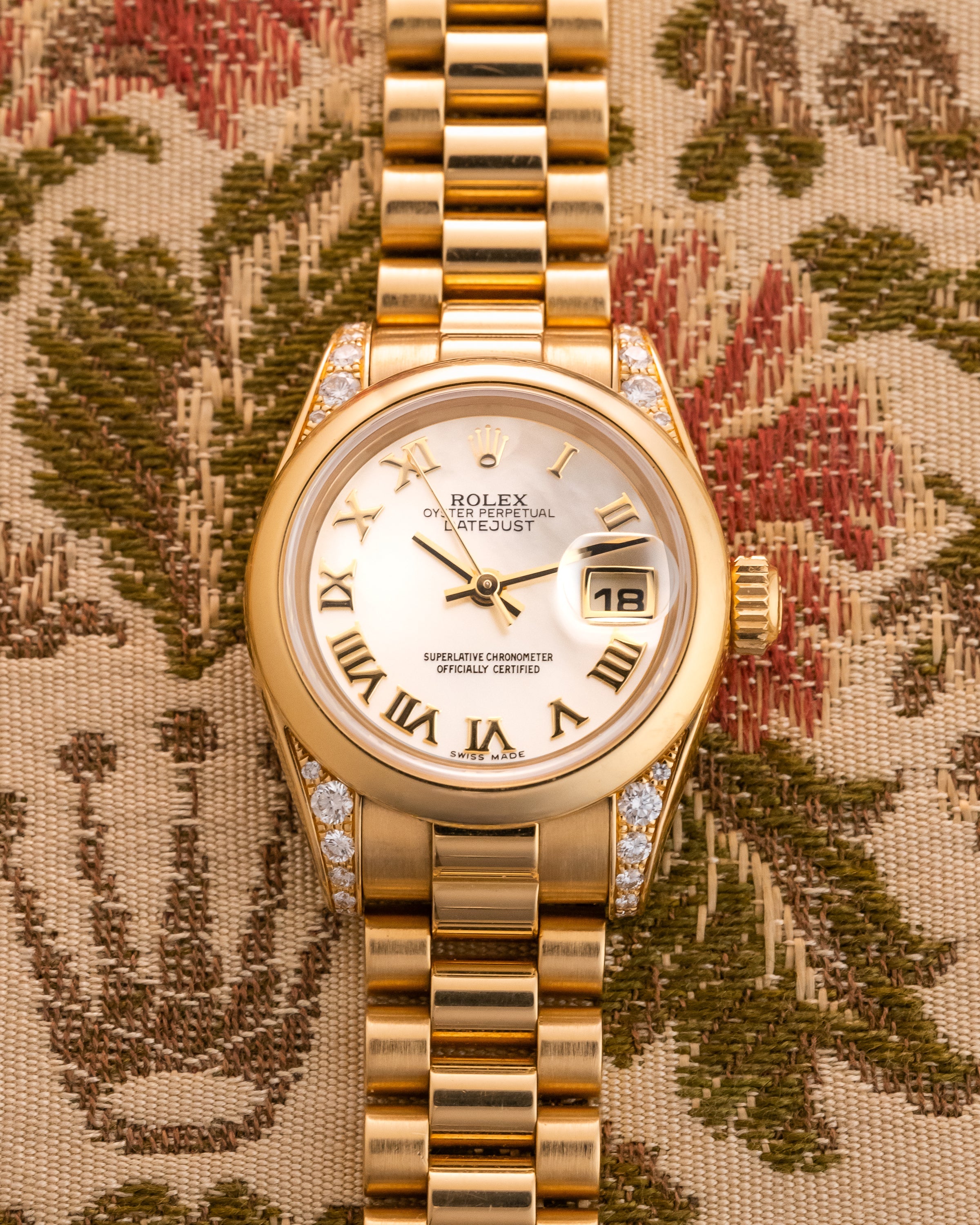 Lady-Datejust President 179298 Mother of Pearl Dial Yellow Gold 26mm w/ Rolex CPO Kit
