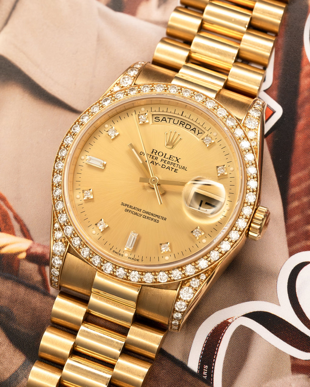 Day-Date President 18388 'Diamond Lugs' Champagne Diamond Dial Yellow Gold 36mm