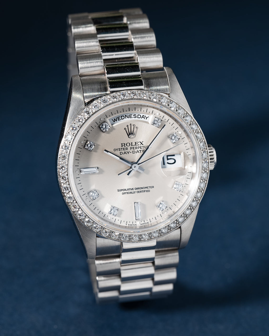 Day-Date 18346 Platinum Silver Diamond Dial President 36mm