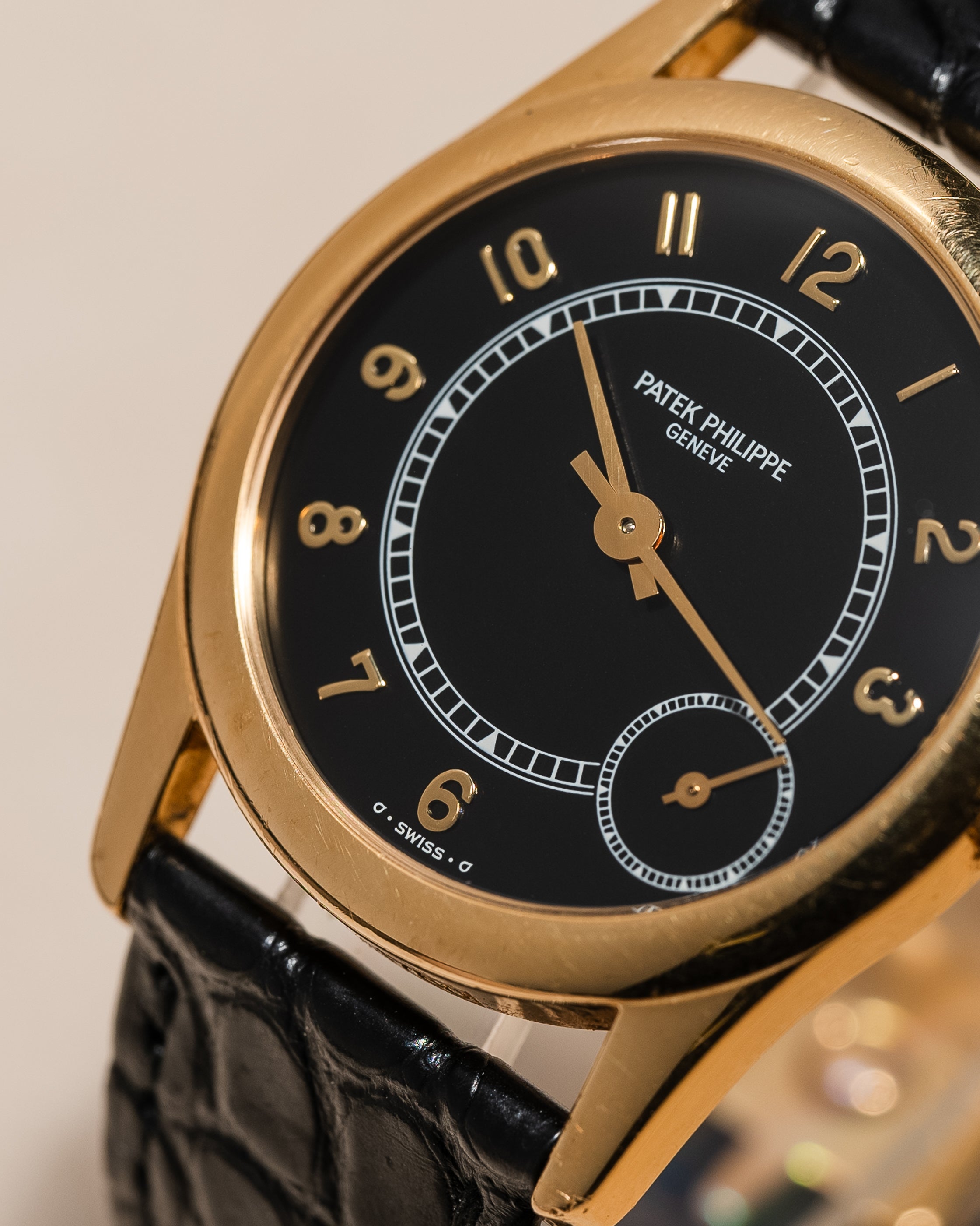 5000J Calatrava Yellow Gold Black Western Arabic Dial 33mm