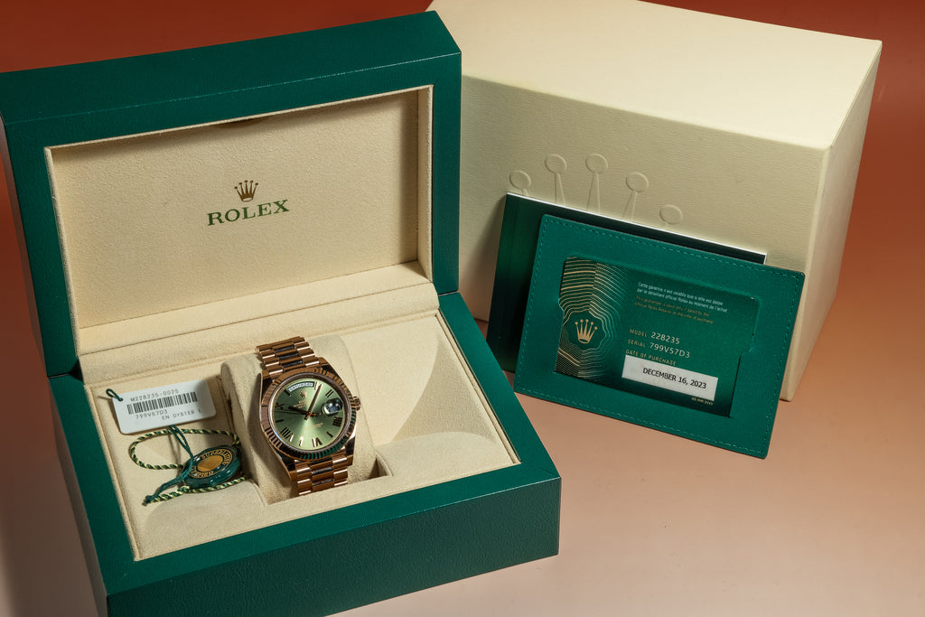 2023 Rolex Day-Date 228235 Olive Green Dial with Box and Papers